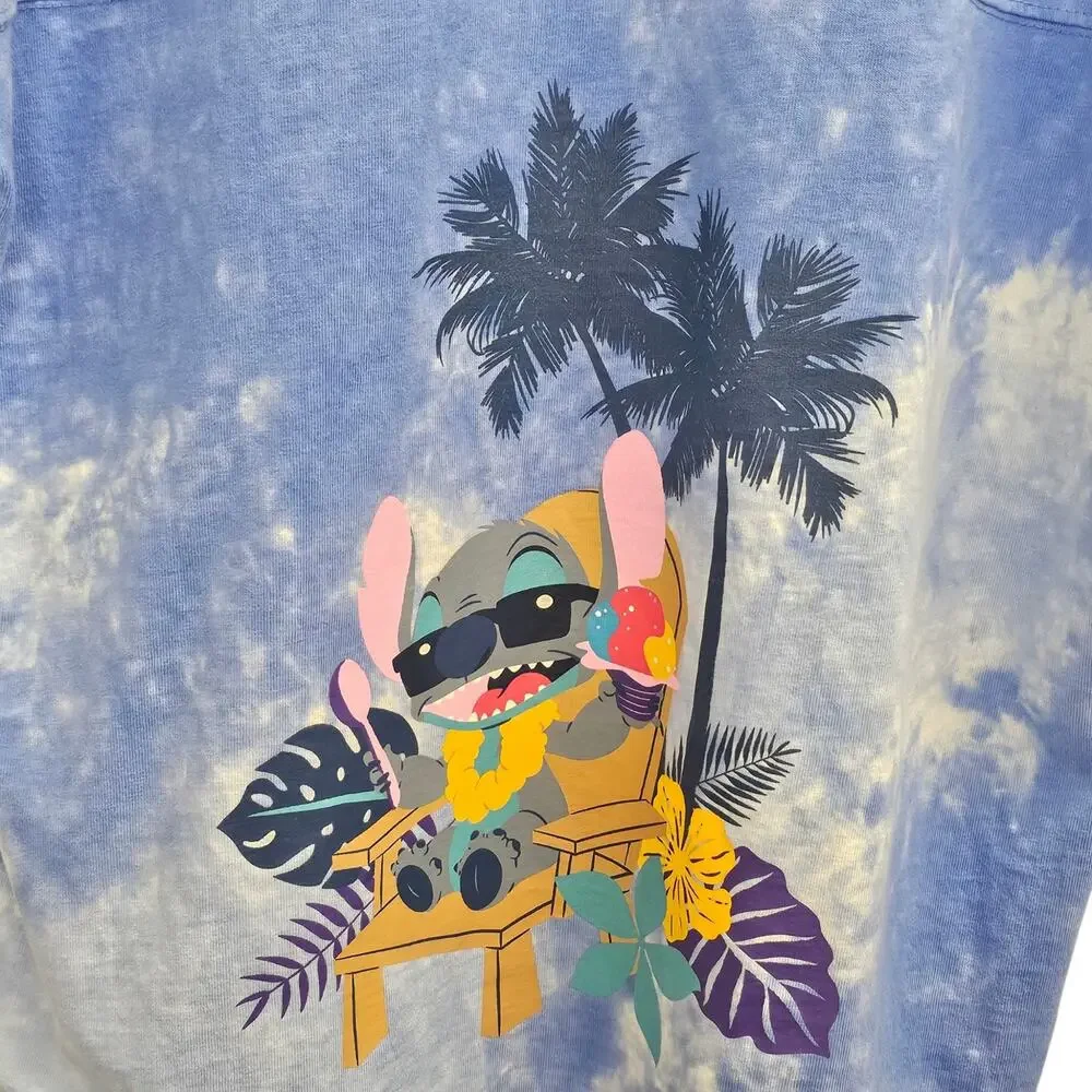 Disney Adult Spirit Jersey - Disney World - Stitch Under Palm Trees Tie-Dye Sz M